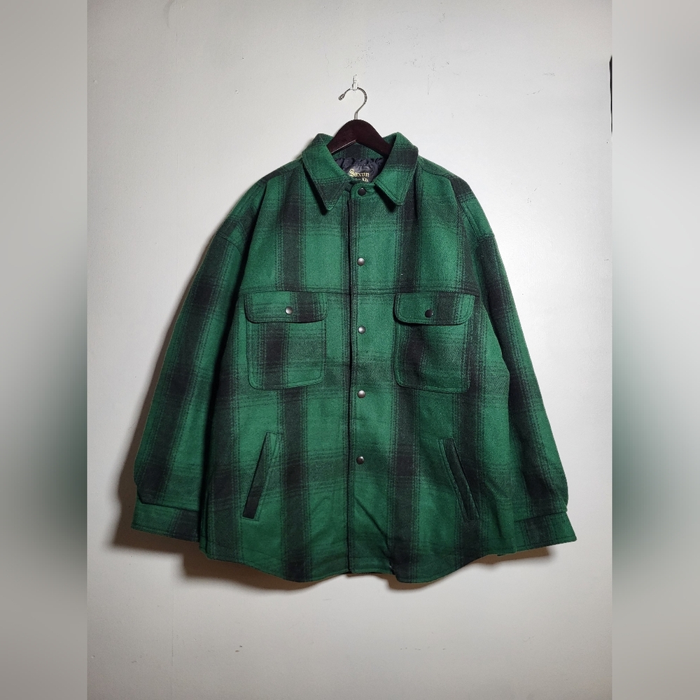 👕🌶 Vintage Saxon Green Plaid Flannel Button Up Jacket Brand New Without Tags